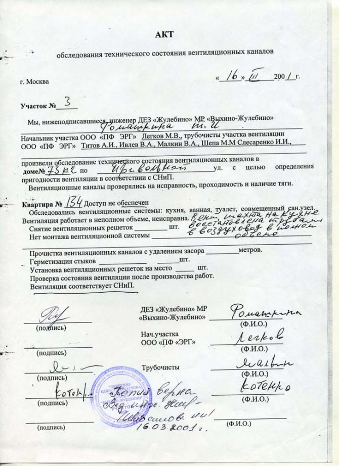 Rapport d'inspection de ventilation