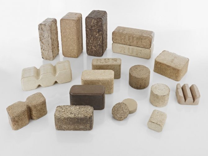 Briquettes de différentes formes