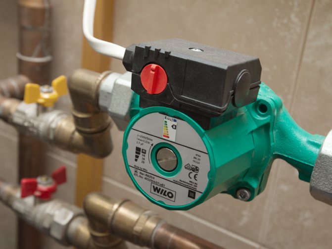 Pompe de circulation Wilo dans l'installation de chauffage