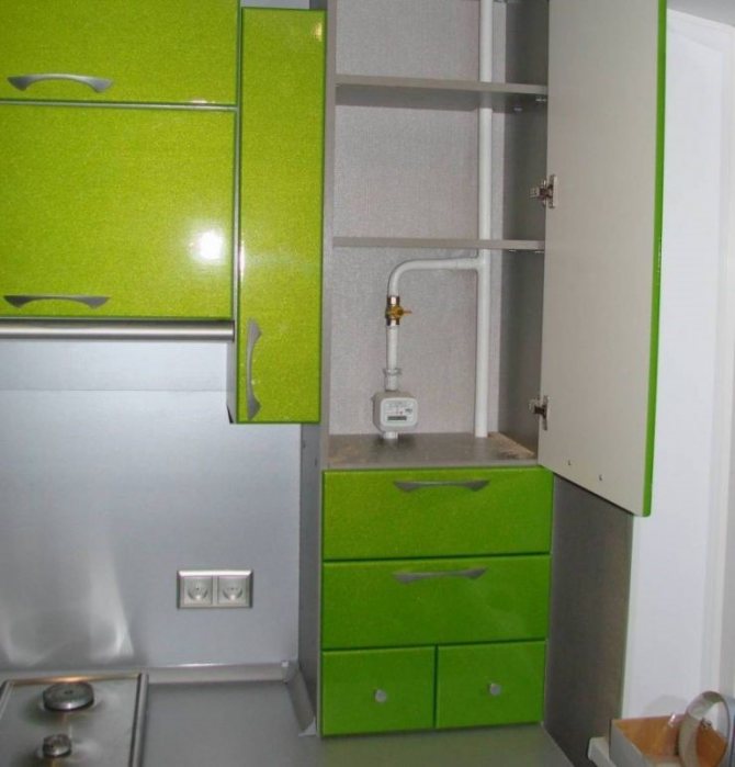 Décor de tuyau de gaz dans un ensemble de cuisine