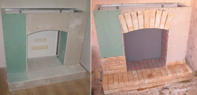 Cheminée décorative à faire soi-même: cadre en profilés métalliques, revêtement - cloison sèche