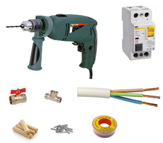 Outils et matériaux pour l'installation d'un chauffe-eau instantané