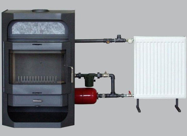 poêle de sauna avec circuit de chauffage