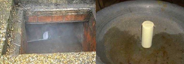 Un bâton de soufre est placé sur le métal, mis le feu, sort rapidement et tous les trous sont fermés