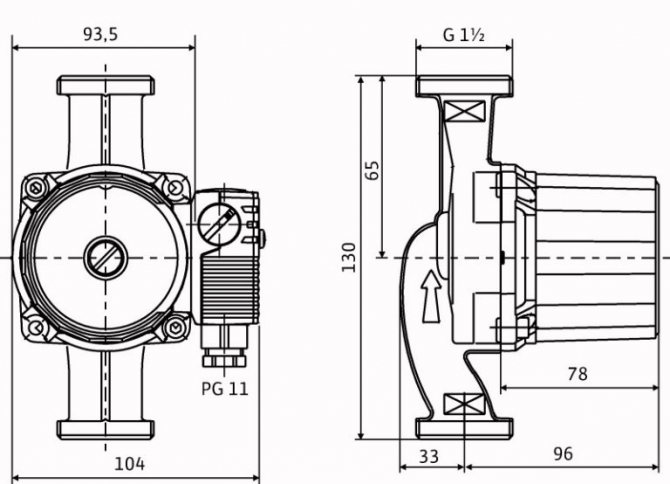 Schéma et dimensions du Wilo star rs 25 6
