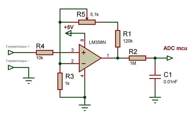 schéma de connexion du thermocouple