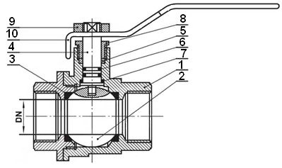 Schéma de structure de la vanne à bille
