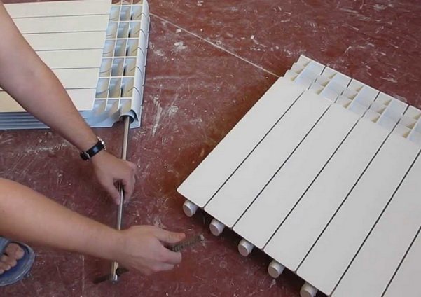 Connexion des sections de radiateur