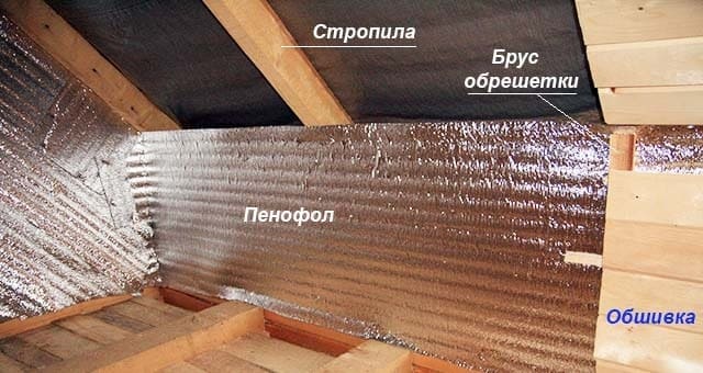 Technologie d'isolation de plafond avec isolation en feuille dans une maison privée
