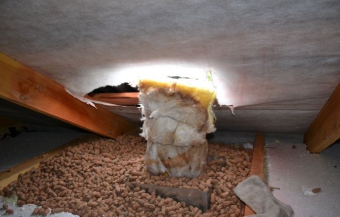 isolation thermique de la cheminée dans le grenier