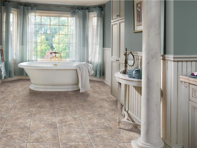 Salle de bain avec sols chauds