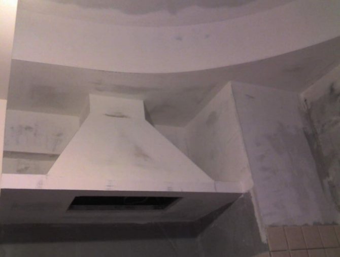 hotte à cloison sèche dans la cuisine
