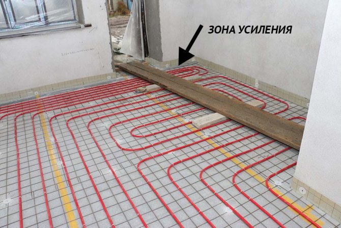 zone de renfort de chauffage par le sol